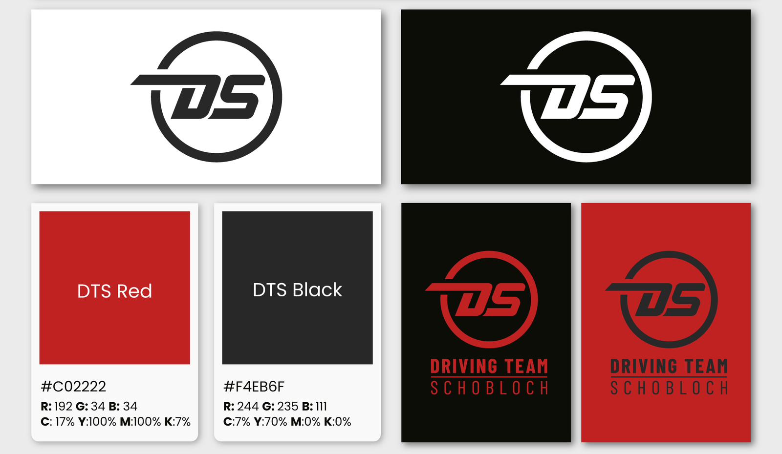 Driving Team Schobloch logo, colors and brand applications