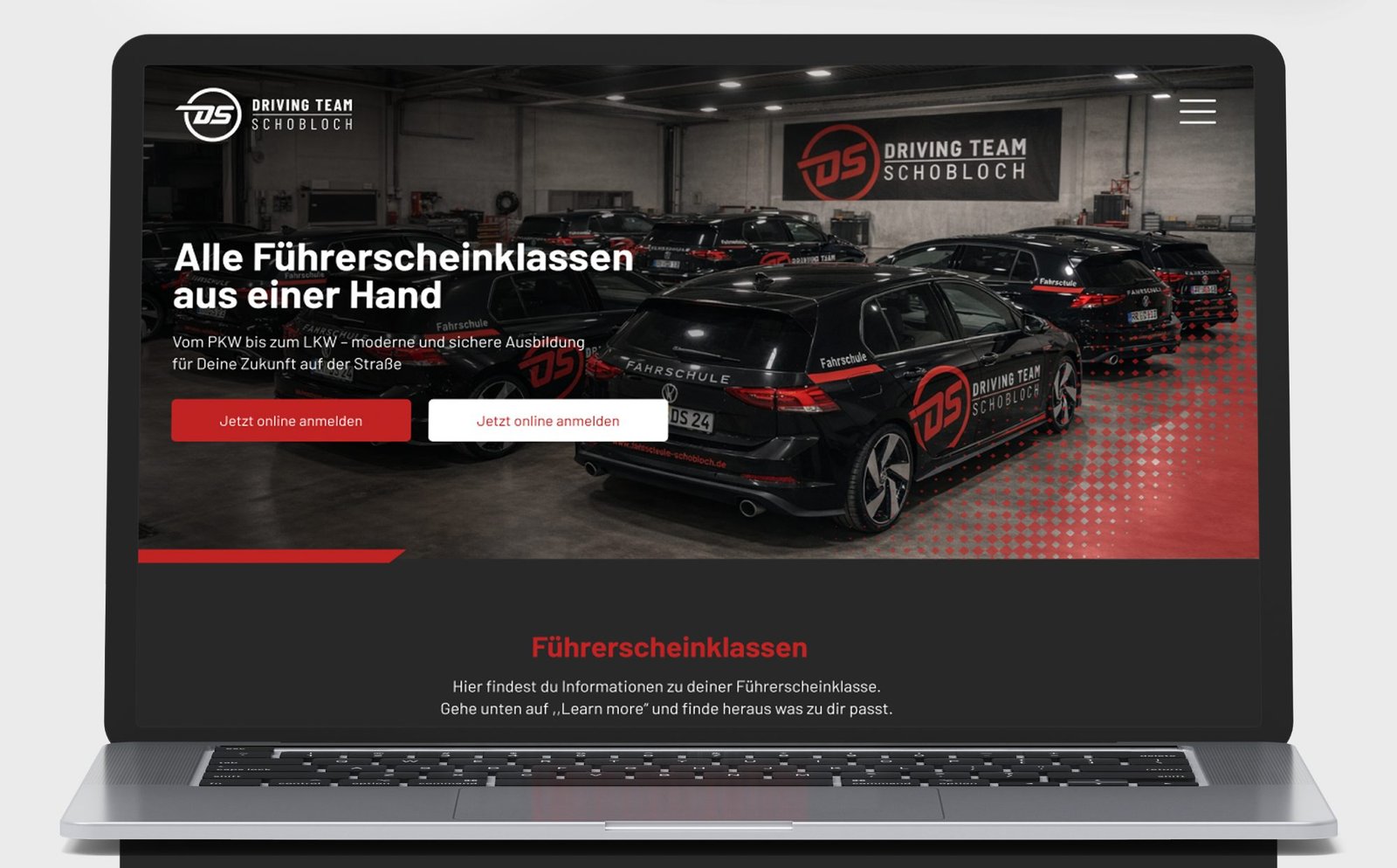 Driving Team Schobloch website homepage